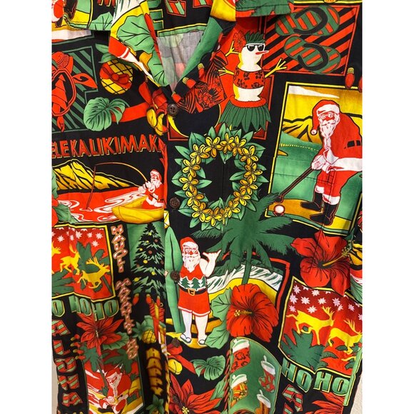Vintage Aloha Republic Mens Mele Kalikimaka Hawaiian Shirt Holiday Print Button- - Picture 3 of 6